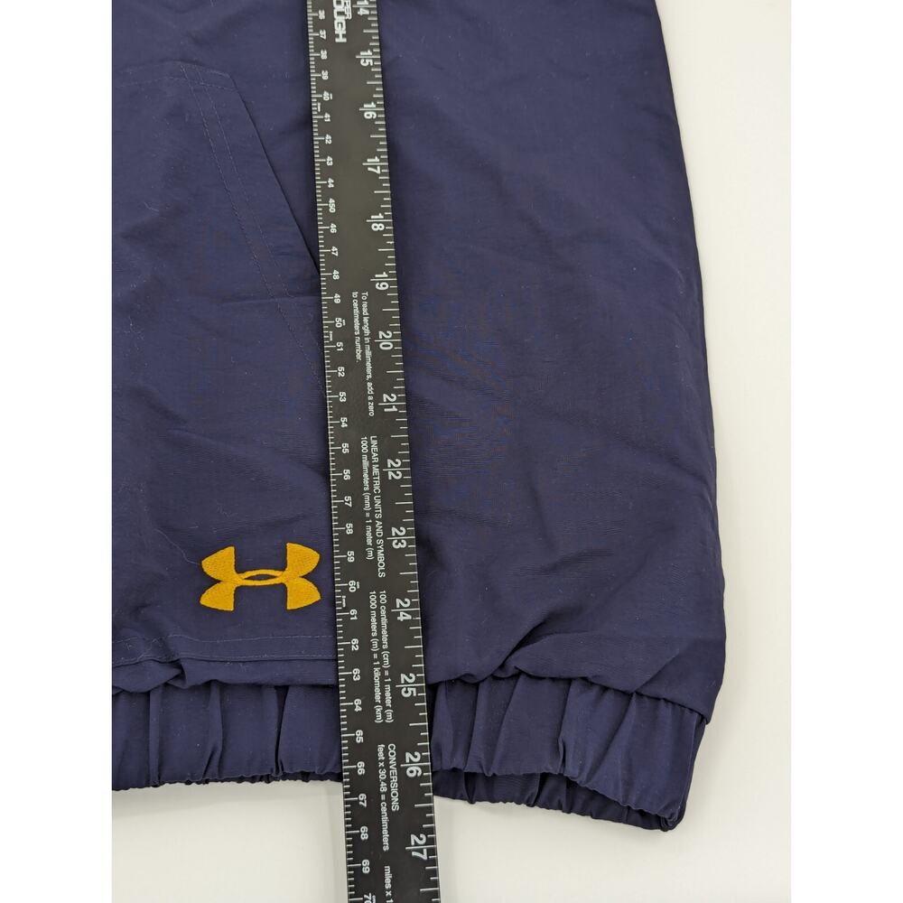 Under Armour Loose Hooded Navy Yellow Pullover 1/4 Button Windbreaker Size L - Picture 7 of 7